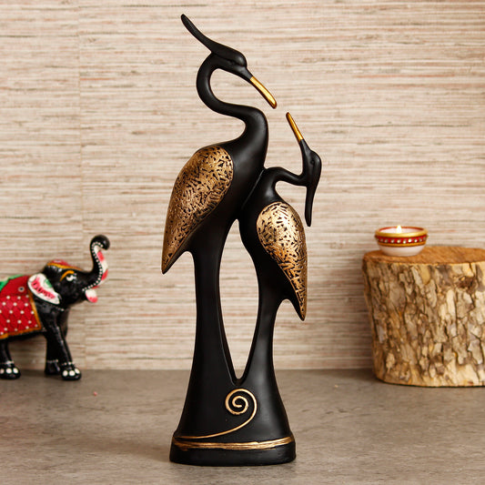 Black Loving Swan Couple Handcrafted Polyresin Showpiece