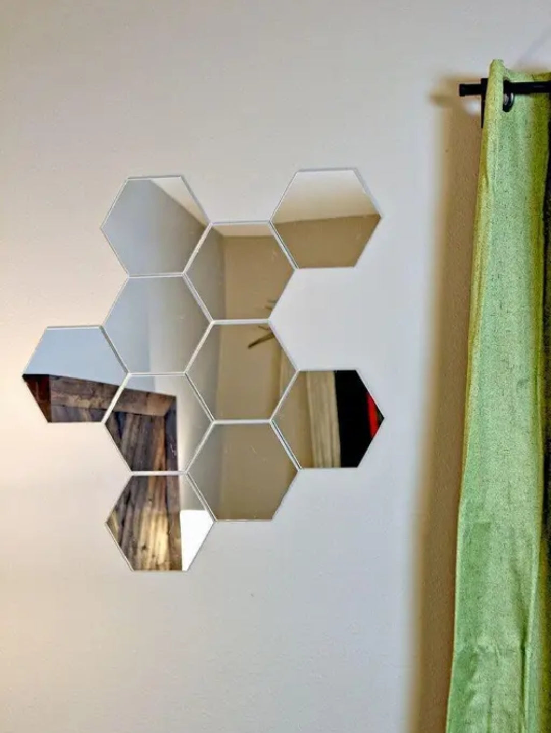 Wall Sticker's Hexagon 14 Silver (12 cm x 10 cm Each Piece )