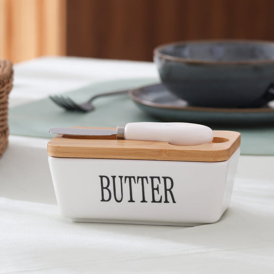 Ceramic Butter Container With Knife