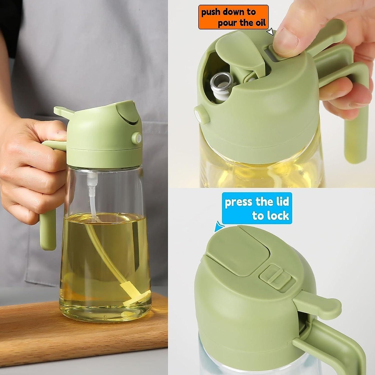 Sprayable And Pourable Glass Oil Bottle