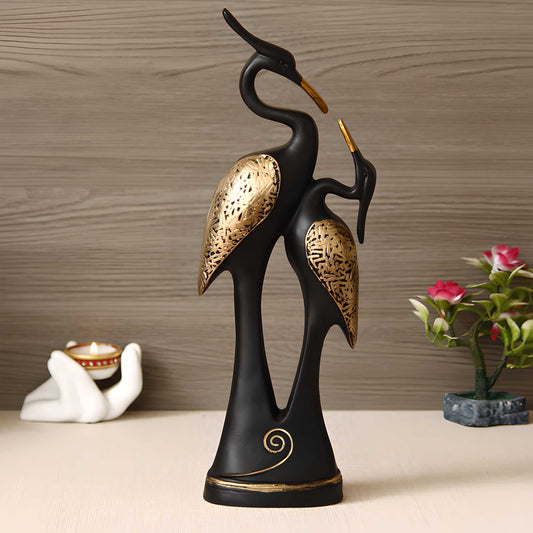 Black Loving Swan Couple Handcrafted Polyresin Showpiece