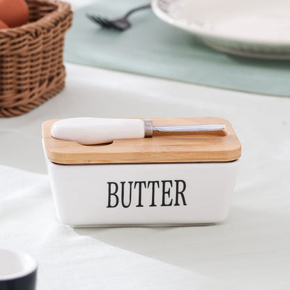 Ceramic Butter Container With Knife