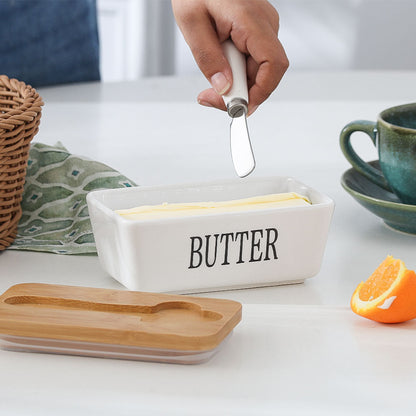 Ceramic Butter Container With Knife