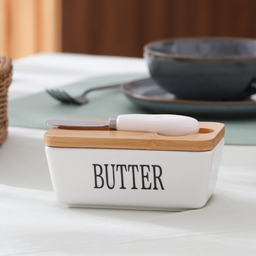 Ceramic Butter Container With Knife