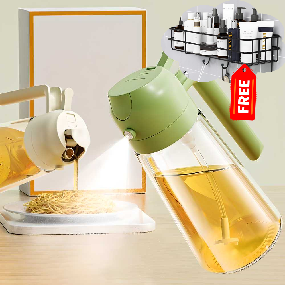 Sprayable And Pourable Glass Oil Bottle + Bathroom Rack (FREE)